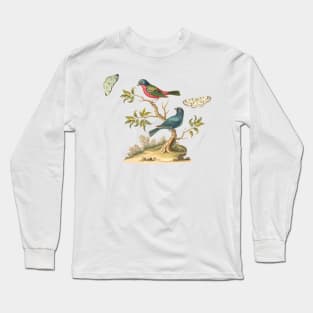 Birds & Butterflies Nature Illustration Long Sleeve T-Shirt